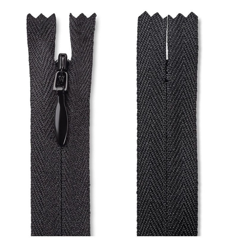 5 inch Invisible Zipper Black Non Separating Zipper Nylon Black