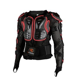 Ridbiker Motorcycle Full Body Armor Protector Removable Racing Jacket Motocross Spine Chest Motocross Protective Shirt,S,Red