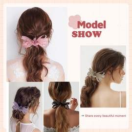 JKQBUX Forest-style Hair Bow Clips Bride Hair Pins Beads Bowknot Clips Barrette for Women Girls Party Wedding Hair Accessories