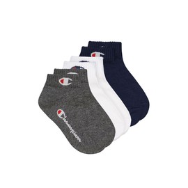 Champion Unisex Core 3pp Quarter Ankle Socks, Blue Marino, Bianco, Grigio Melange Chiaro, 8-Jun UK