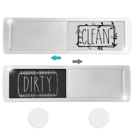 Elegant Dishwasher Magnet, Clean Dirty Sign Indicator with Slide Design, Universal Dish Washer Refrigerator Magnet, Super Strong Magnet with Stickers for Kitchen Organization and Storage, Silver