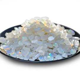 SigMntun Polished Opal Crystal Chips 200 Pcs - 10 oz Tumbled Stone Chips Crushed Sea Glass Stones Healing Reiki Crystal Making Home Decoration