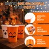 100 Pack 16oz Halloween Plastic Cups - Orange & White
