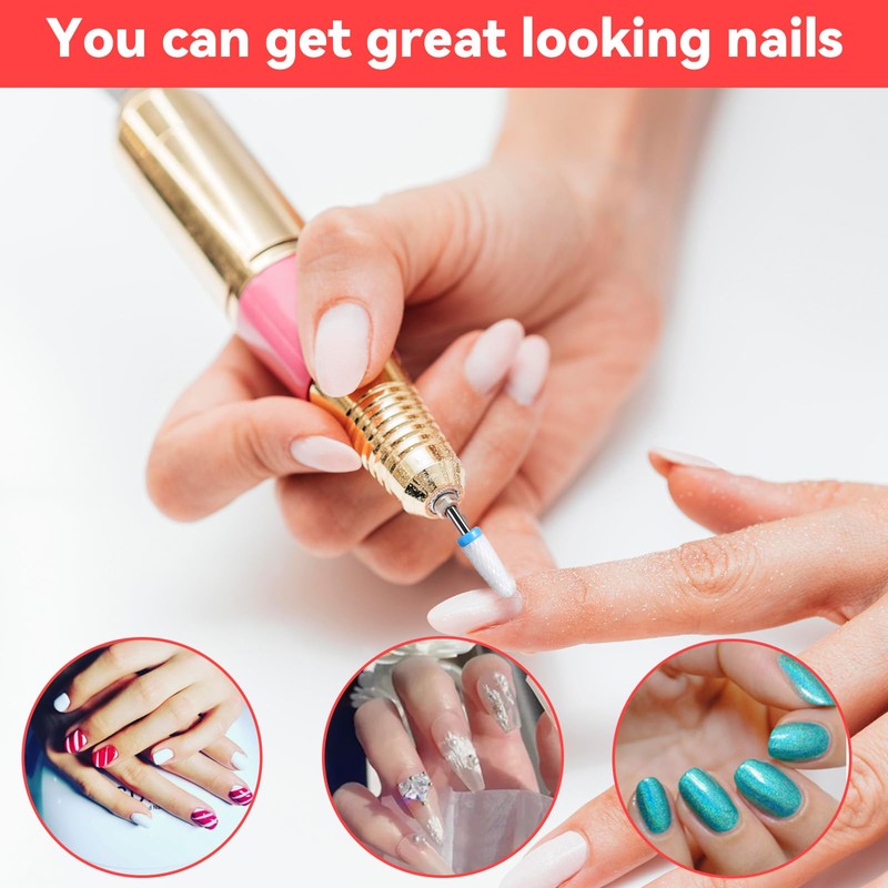 Wanmu 10Pcs Ceramic Nail Drill Bits, 3/32 Professional Acrylic Nail