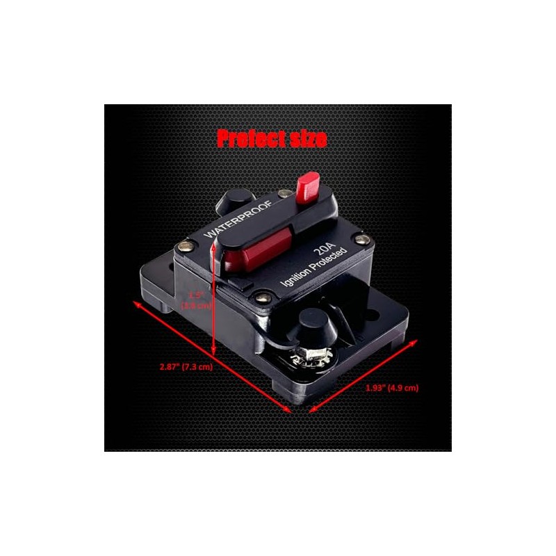 20A Circuit Breaker, Ampper Surface Mount DC 12V-48V Waterproof Thermal