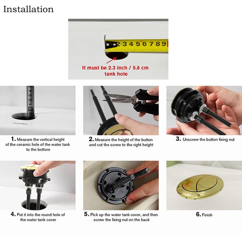Angoily 2pcs Dual Push Flushing Button for Water Tank Round