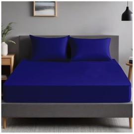GC GAVENO CAVAILIA | Extra Deep 10"(25cm) - Non Iron Percale Pollycotton Fitted Sheets (152 x 203 Cm) - King | Royal Blue