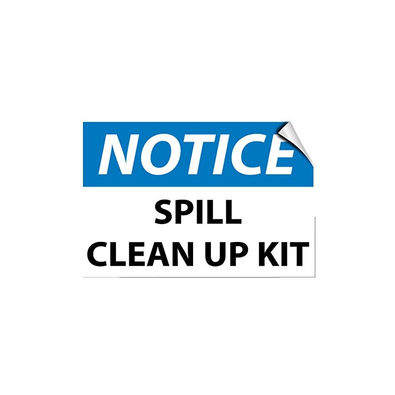 Notice Spill Clean Up Kit Hazard Label Decal Sticker Sticks