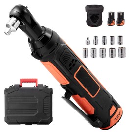 Happybuy 3/8" Cordless Electric Ratchet Wrench Set, 12V Powerful Kit, Fast Charge, Batteries, LED Light, for Home and Workshop