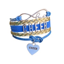 Cheer Charm Bracelet- Girls Infinity Love Adjustable Cheerleading Jewelry in Team Colors For Cheerleaders, 7 inches, Zinc,