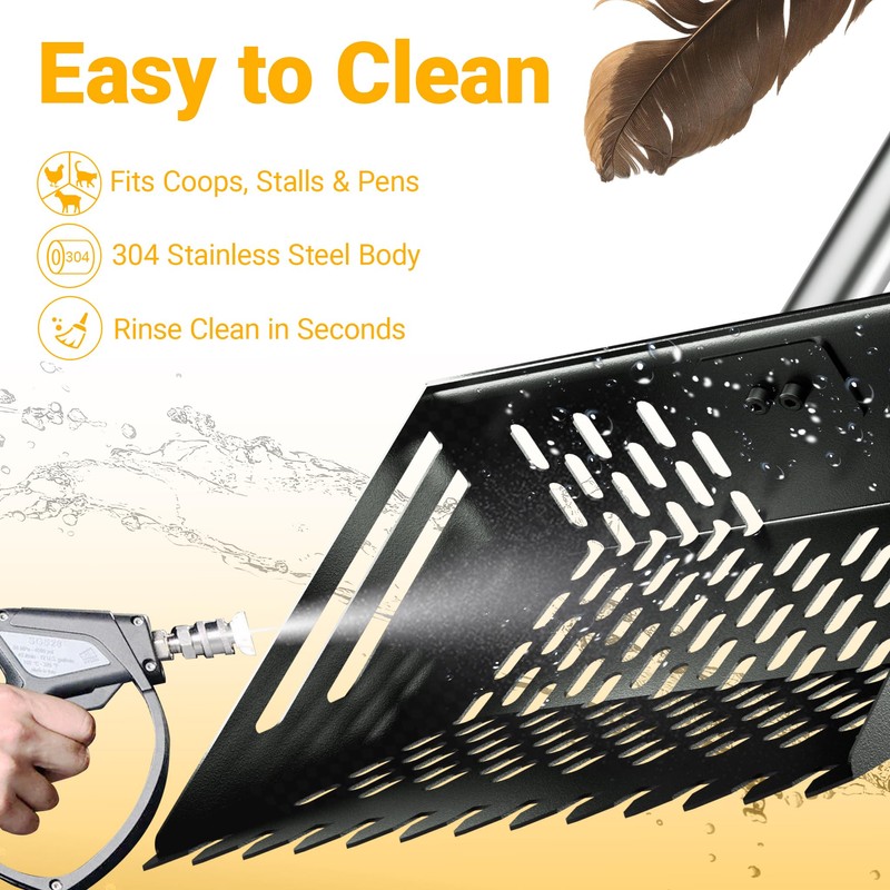 Pugala 5-in-1 Large Chicken Poop Scooper & Rake – 24"