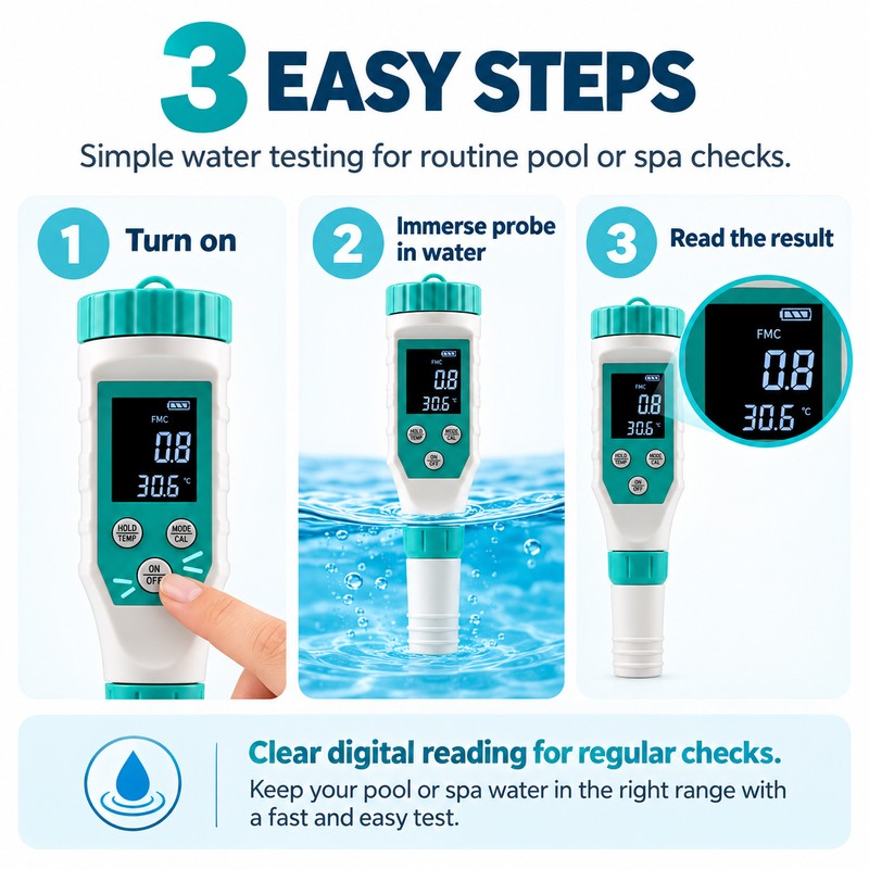 7-in-1 Digital Pool Water Tester – Professional pH, Chlorine, ORP,