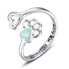 Opal Pet Lovers Paw Print Ring Heart 925 Sterling Silver