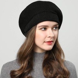 French Style Beret Hats for Women Knit Artist Hats Classic Solid Color Warm Beanie Hat