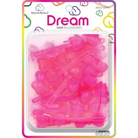 Dream World Self Hinge Barrette Ribbon Pink Mix 24 Piece Pack BR2575MPK