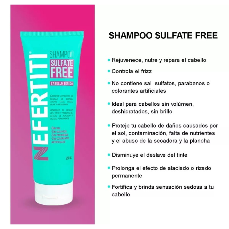 Nefertiti Shampoo Sin Sal Para Cabello Teñido Libre De Parabenos