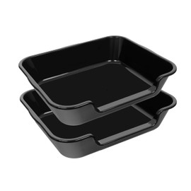 Blaucasa 2 Pack Extra Large Dog Litter Box Pan Tray (ABS Material), Low Entry Jumbo Senior Litter Boxes for Multiple Kitten Big Cats, Pet Safe Indoor Dog Potty (Black, 24" L x 20" W)