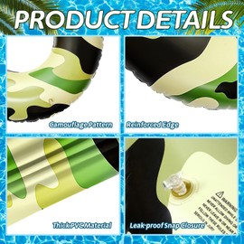 ShinyRelief Inflatable Camouflage Pool Floats 29.5inch Green and Brown Swimming Ring Pool Tube for Summer Beach Camo Birthday Party Supplies Favors Decorations(2 Pcs)