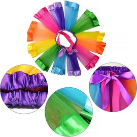 Afufu Rainbow Tutu Girls, Tulle Skirt Children's Tutu Skirts Costume Girls with Headband, Tulle Skirt Ballet Skirt for Birthday Fancy Dress Party Carnival Cosplay Evening Dress, rainbow