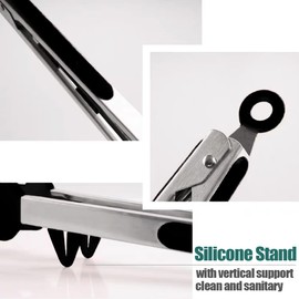Kitchen Tongs, 9 Inch Tongs for Cooking with Silicone Tips, Food Grade Small Silicone Tongs, Mini Serving Tongs for Nonstick Pans, BBQ, Salad, Set of 3, Black