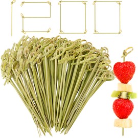 SEANSDA 1200PCS Cocktail Picks Set, Handmade Fancy Toothpicks for Appetizers, 4.13 Inch Bamboo Skewers Cocktail Sticks with Knot for Food Drinks Fruit Party Supplies Charcuterie Boards Accessories