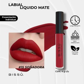 Labial Liquido Mate Bissu Larga Duración Alta Cobertura