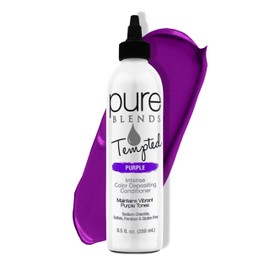 Pure Blends Tempted Purple Intense Color Depositing Conditioner Brighten & Tone Color Faded Hair Semi Permanent Hair Dye Prevents Color Fade Extend Vibrant Color Tones To Dyed Hair 8.5 Oz.