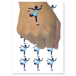 Ice Figure Skating Skater Woman on One Foot Pose Temporary Tattoo Water Resistant Fake Body Art Set Collection - 15 2" Tattoos (1 Sheet)