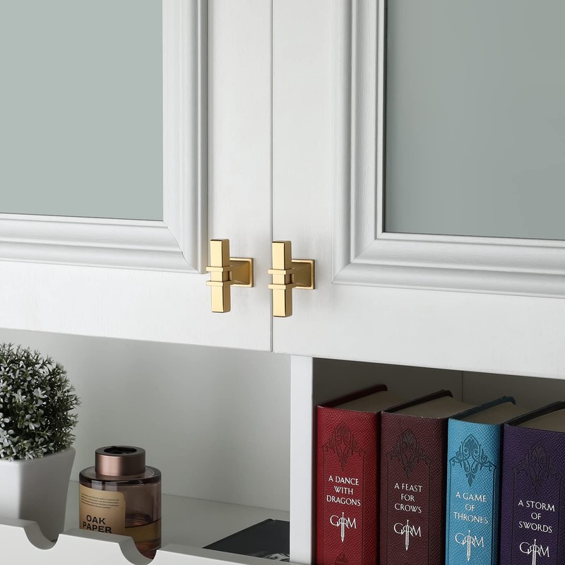 Haliwu 10 Pack Gold Cabinet Knobs,Brass Cabinet Knobs Kitchen Cabinet