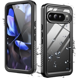 Hllhunkhe for Goolge Pixel 9 Pro Case, Waterproof Case with Built-in Screen Protector, Rugged Full Body Underwater Dustproof Shockproof Drop Proof Protective Cover, Black