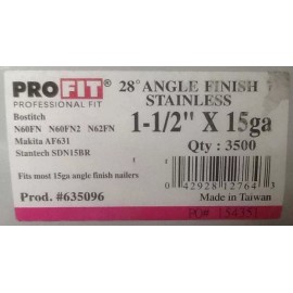 Pro Fit 1-1/2" STAINLESS STEEL 15 Guage Ga. 28 Degree Angled Finish Nails (3500 ct.)