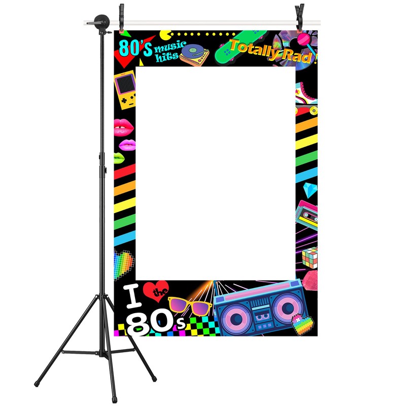 Musykrafties I love 80s Photo Booth Frame Photobooth Props Backdrop