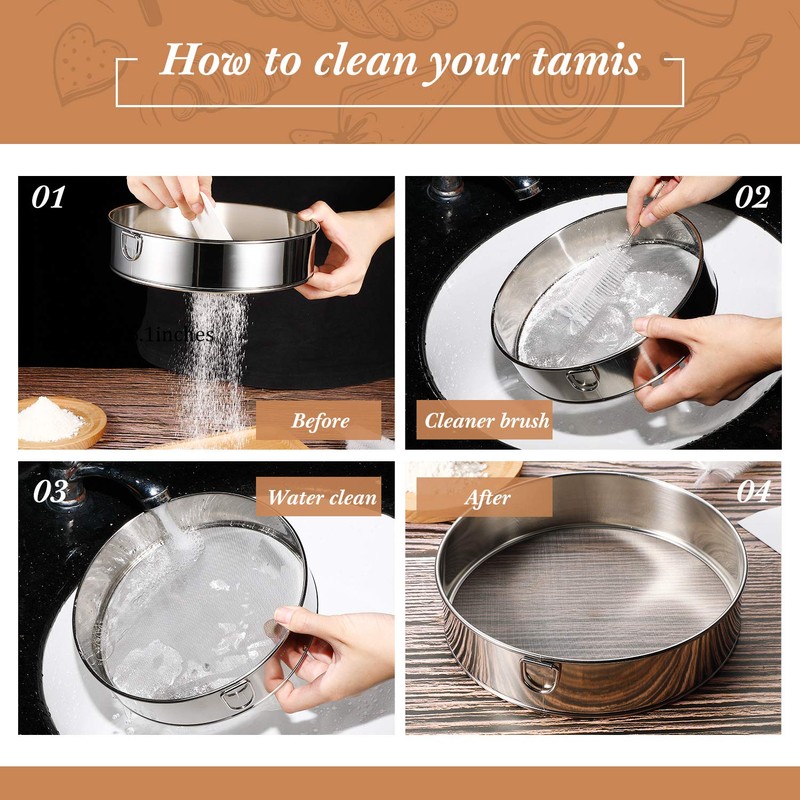 6 Pieces Tamis Flour Sieve Set 6/8/10 Inch Flour Sieve