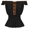 SCARLET DARKNESS Women's Renaissance Tops Off Shoulder Lace-Up Corset Summer Cotton Blouse, black