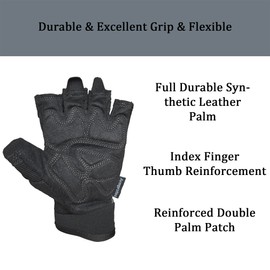 SKYDEER Hi-Performance Water Resistant Synthetic Leather Utility Fingerless Work Gloves (SD8822G/L)