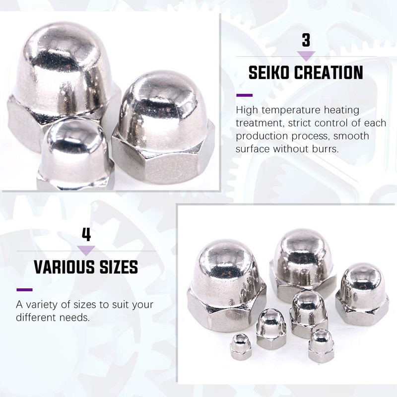 100Pcs 304 Stainless Steel Serrated Metric Acorn Cap Nuts Hex