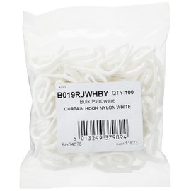 Merriway BH04576 (100 Pcs) White Plastic Curtain Hooks - Pack of 100 Pieces