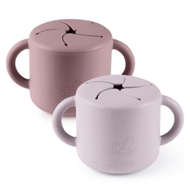 blinc Snack Cups for Toddlers - No Spill Silicone Snack Cup - Non Spillable Baby Food Containers - Cereal Snack Containers for Kids, Baby Essentials (Lilac & Plum (2 Pack))