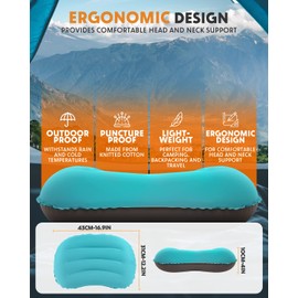 Olutula 2Pack Inflatable Camping Pillows, Camping Pillow for Neck and Lumbar Support, Ultralight TPU Travel Pillow with Quick Inflate/Deflate, Compact for Hiking, and Car Travel (Black & Blue)