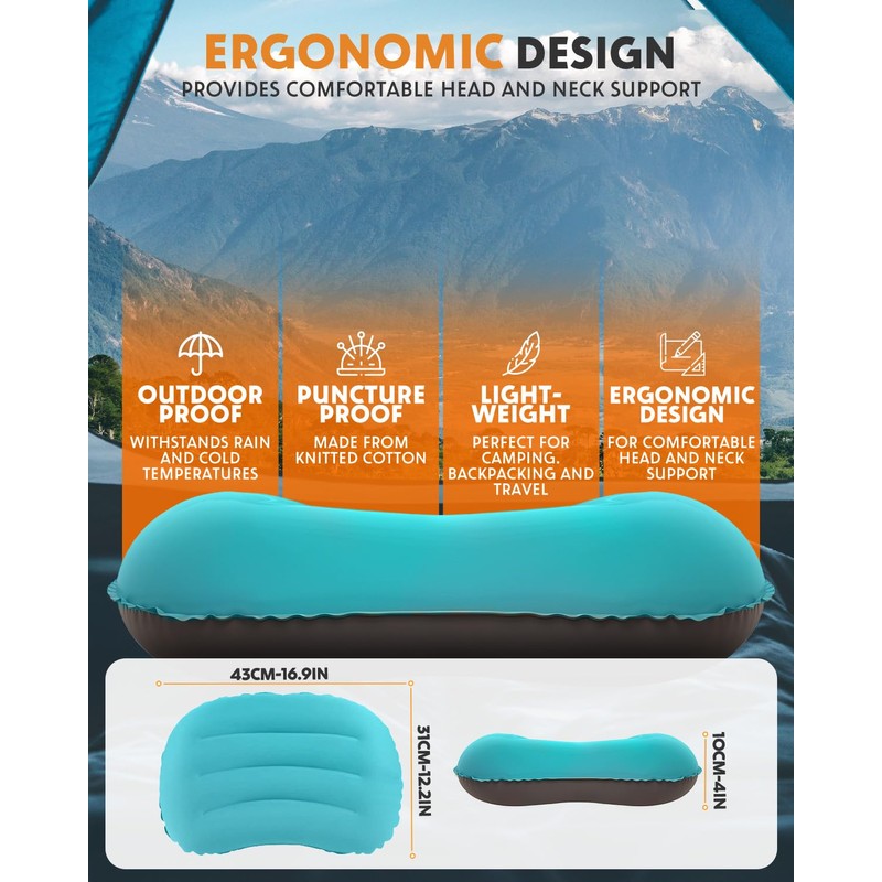 Olutula 2Pack Inflatable Camping Pillows, Camping Pillow for Neck and