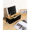 BUYSK Cable Management Box with Wooden Lid, Multi-Device Organizer for