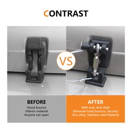 RERPRO TJ - Cerradura de cierre para Jeep Wrangler TJ 1997-2006 - Kit de cierre de seguridad de aluminio, repuesto para quitar el revoloteo de campana, 1 par negro con 2 llaves