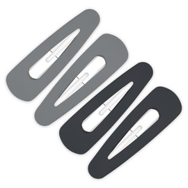 4PCS Large Snap Hair Clips,Acrylic Metal Snap Hair Barrettes,Matte Snap Clips for Women, Hair Pins for Girls, Large Barrettes Hair Accessories (3.5Inch,Black&Grey)