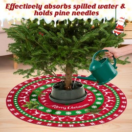 Heavy Duty Thick Christmas Tree Stand Mat - 30" Dia Christmas Tree Mat for Under Tree, Absorbent, Non-Slip- Christmas Tree Floor Protector for Preventing Wood Floor from Spills and Scratches, Red