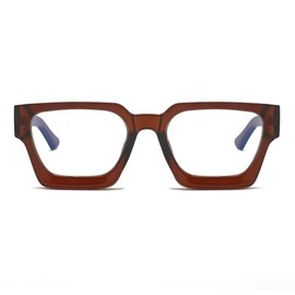 JOVAKIT Fashion Square Blue Light Glasses for Men Women Simple Designer Style Thick Frame Computer Eyeglasses Anti Eyestrain (Brown)