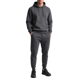 LUYIJIESHENG Jogging Suit for Mens Dark Gray Sweatsuit Sets 2 Piece Outfits Casual Hoodies and Sweatpants Set Mens Tracksuit Set 2 Piece Fleece Pullover Hoodie With Pockets XXL