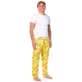 Pokémon Men's Pikachu Allover Character Subtle Tie Dye Adult Sleep Bottoms Pajama Pants (Large) Yellow