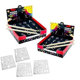 Toulideifaria Rainbow Scratch Paper Art Set, 200 Sheets, 3.4 x 3.4 inches, Mini Scratch Pads with Templates, Kids Party Favors