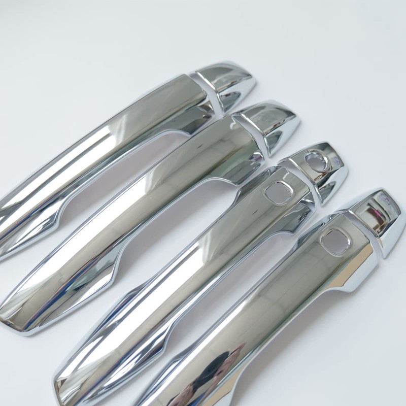 CYAuto Carbon Fiber Chrome Exterior Door Handle Cover Trims for