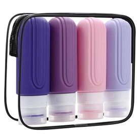 Botellas de viaje para artículos de tocador, 90ml, aprobadas por TSA, envases reutilizables de silicona exprimibles sin BPA, recargables para loción, esenciales de viaje